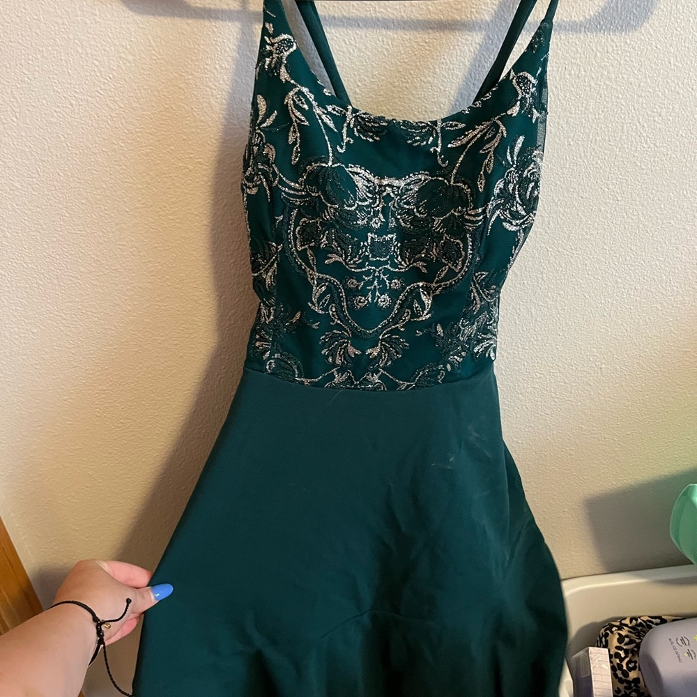 Speechless Teal Dress with Silver Detailing